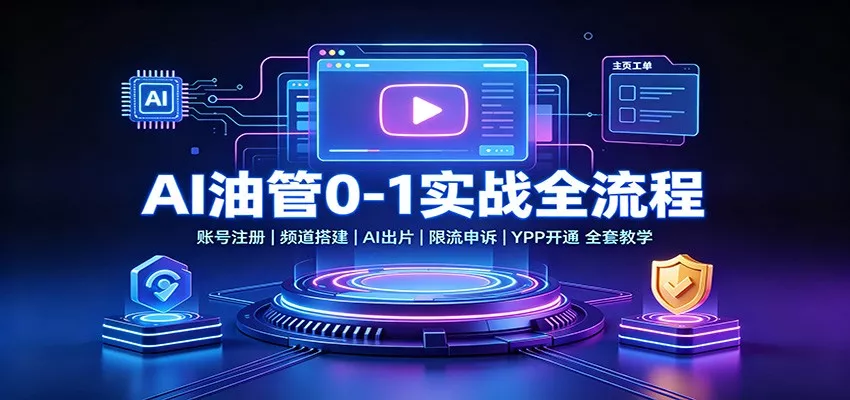 AI油管0-1实战：账号注册频道搭建，AI出片，限流申诉，YPP开通全套教学 一点学习助手-零基础自学教程-副业项目-兴趣学习-网盘拉新平台-英语启蒙项目资源网