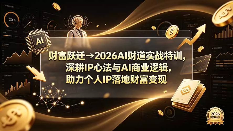 财富跃迁→2026AI财道实战特训，深耕IP心法与AI商业逻辑，助力个人IP落地财富变现 一点学习助手-零基础自学教程-副业项目-兴趣学习-网盘拉新平台-英语启蒙项目资源网