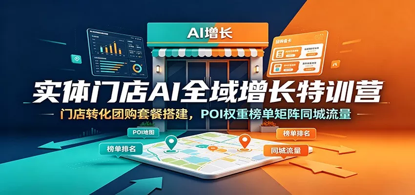 实体门店AI全域增长特训营：门店转化团购套餐搭建，POI权重榜单矩阵同城流量 一点学习助手-零基础自学教程-副业项目-兴趣学习-网盘拉新平台-英语启蒙项目资源网