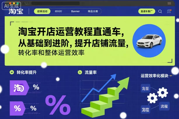 淘宝开店运营教程直通车，从基础到进阶，提升店铺流量，转化率和整体运营效率(更新26年07月11日) 一点学习助手-零基础自学教程-副业项目-兴趣学习-网盘拉新平台-英语启蒙项目资源网