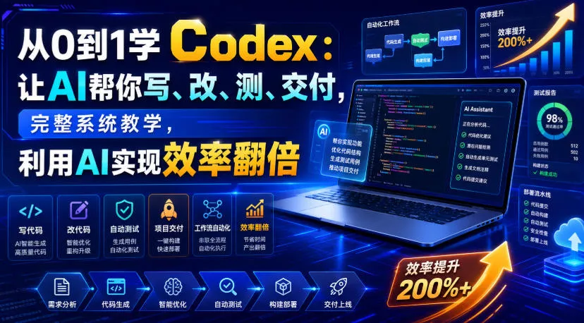 从0到1学Codex：让AI帮你写、改、测、交付，完整系统教学，利用AI实现效率翻倍(更新0918) 一点学习助手-零基础自学教程-副业项目-兴趣学习-网盘拉新平台-英语启蒙项目资源网