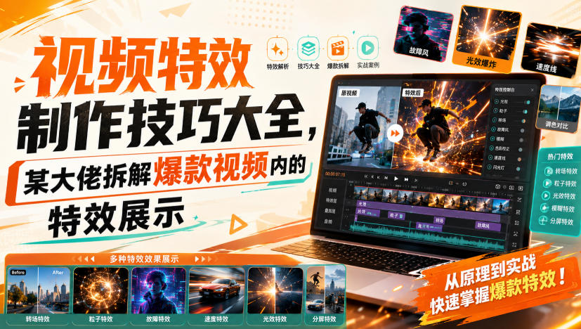 视频特效制作技巧大全，某大佬拆解爆款视频内的特效展示 一点学习助手-零基础自学教程-副业项目-兴趣学习-网盘拉新平台-英语启蒙项目资源网
