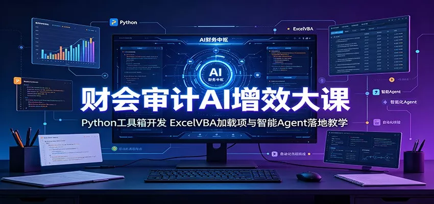 财会审计AI增效大课：Python工具箱开发，ExcelVBA加载项与智能Agent落地教学 一点学习助手-零基础自学教程-副业项目-兴趣学习-网盘拉新平台-英语启蒙项目资源网