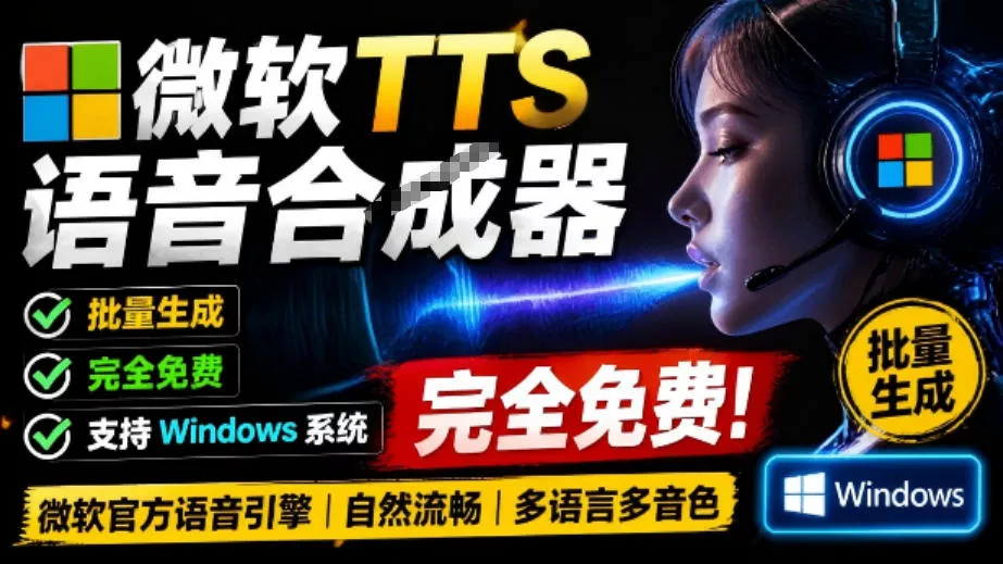 微软TTS免费语音配音生成器，完全免费，支持多语音、多音色选择，Windows系统专用TTS语音合成器 一点学习助手-零基础自学教程-副业项目-兴趣学习-网盘拉新平台-英语启蒙项目资源网