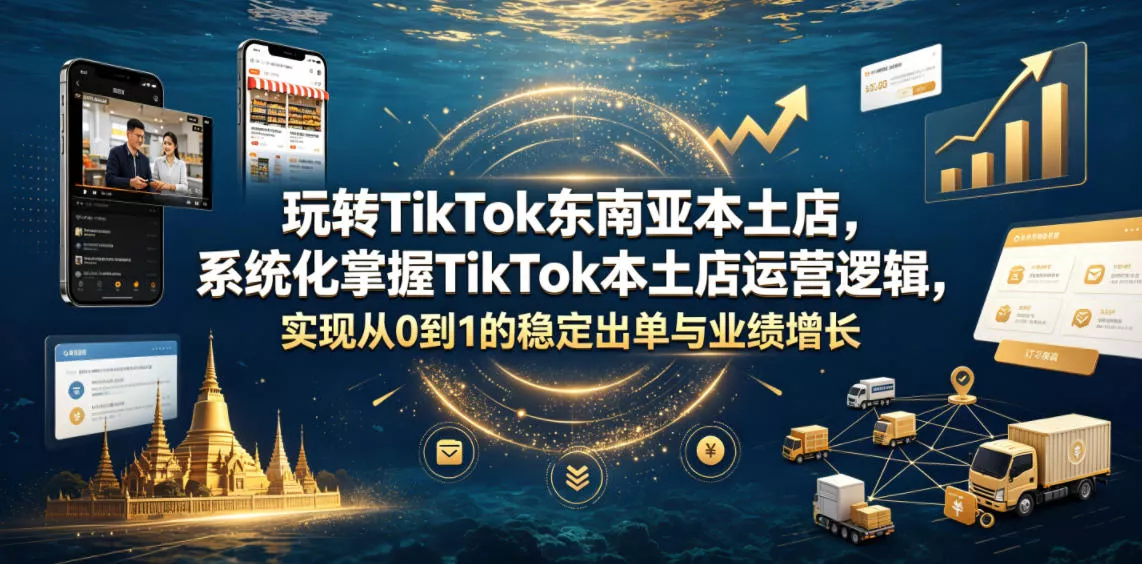 玩转TikTok东南亚本土店，系统化掌握TikTok本土店运营逻辑，实现从0到1的稳定出单与业绩增长 一点学习助手-零基础自学教程-副业项目-兴趣学习-网盘拉新平台-英语启蒙项目资源网