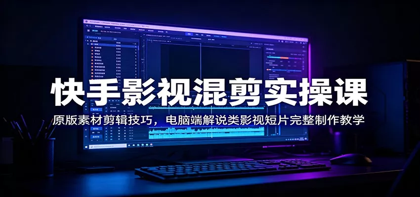 快手影视混剪实操课：原版素材剪辑技巧，电脑端解说类影视短片完整制作教学 一点学习助手-零基础自学教程-副业项目-兴趣学习-网盘拉新平台-英语启蒙项目资源网