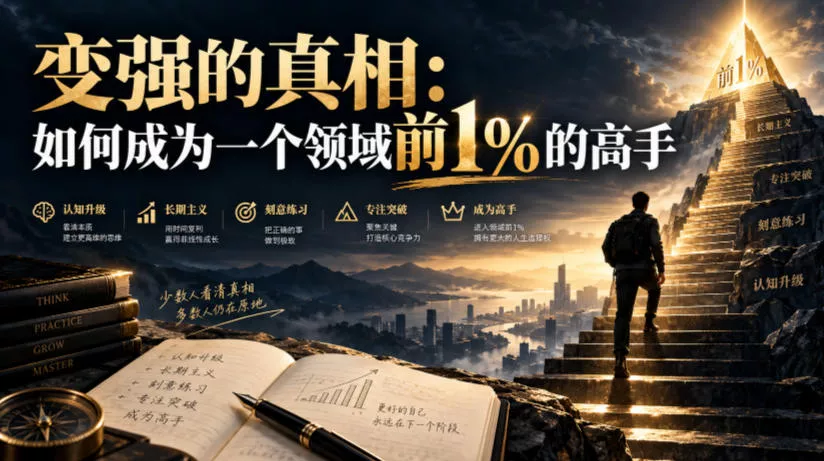 付费文章：变强的真相：如何成为一个领域前1%的高手 一点学习助手-零基础自学教程-副业项目-兴趣学习-网盘拉新平台-英语启蒙项目资源网