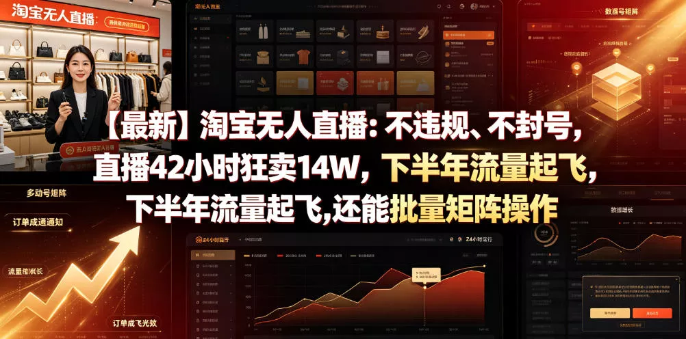 【最新】淘宝无人直播：不违规、不封号，直播42小时狂卖14W，下半年流量起飞，还能批量矩阵操作【揭秘】 一点学习助手-零基础自学教程-副业项目-兴趣学习-网盘拉新平台-英语启蒙项目资源网