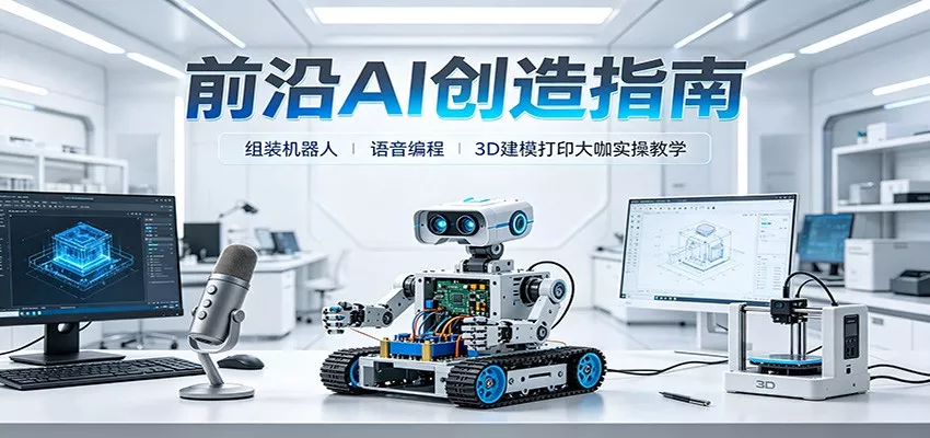 前沿AI创造指南：组装机器人、语音编程、3D建模打印大咖实操教学 一点学习助手-零基础自学教程-副业项目-兴趣学习-网盘拉新平台-英语启蒙项目资源网