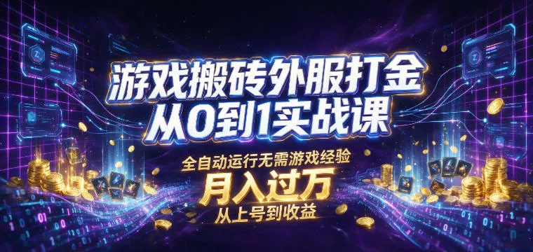 游戏搬砖外服打金从0到1实战课，从上号到收益，全自动运行无需游戏经验，月入过1W【揭秘】 一点学习助手-零基础自学教程-副业项目-兴趣学习-网盘拉新平台-英语启蒙项目资源网