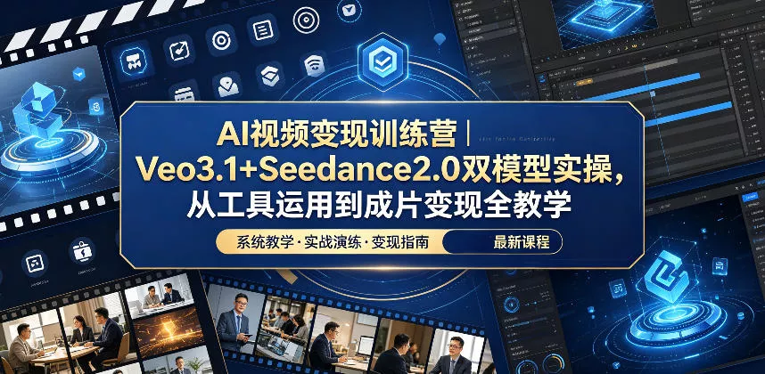 AI视频变现训练营｜Veo3.1+Seedance2.0双模型实操，从工具运用到成片变现全教学 一点学习助手-零基础自学教程-副业项目-兴趣学习项目资源网