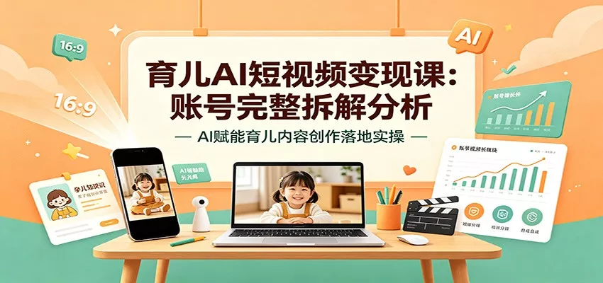 育儿AI短视频变现课：账号完整拆解分析，AI赋能育儿内容创作落地实操 一点学习助手-零基础自学教程-副业项目-兴趣学习-网盘拉新平台-英语启蒙项目资源网