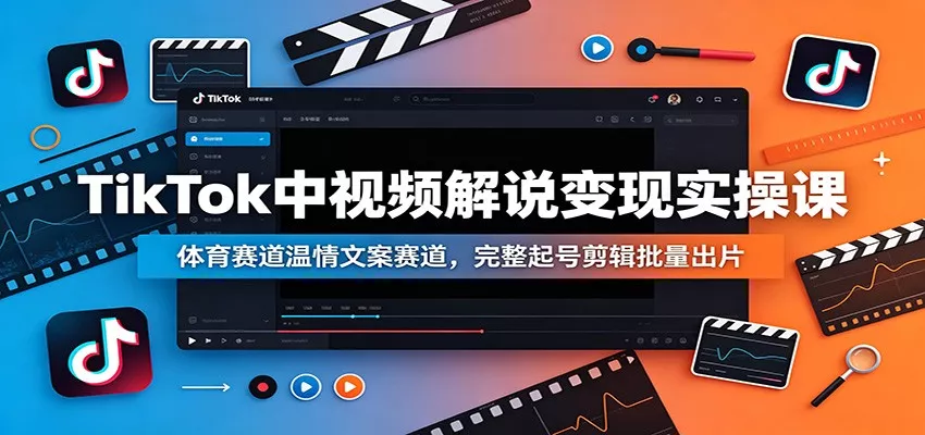 TikTok中视频解说变现实操课：体育赛道温情文案赛道，完整起号剪辑批量出片 一点学习助手-零基础自学教程-副业项目-兴趣学习-网盘拉新平台-英语启蒙项目资源网
