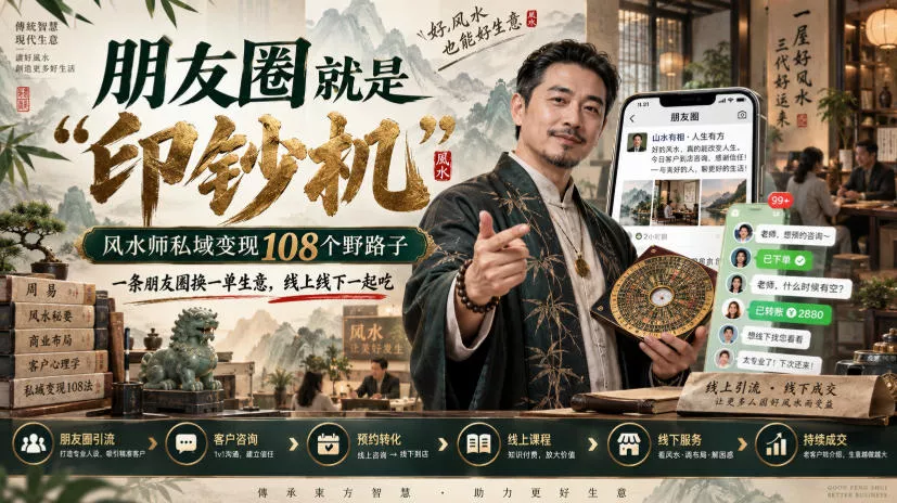 朋友圈就是“印钞机”，风水师私域变现108个野路子，一条朋友圈换一单生意，线上线下一起吃【文档】 一点学习助手-零基础自学教程-副业项目-兴趣学习-网盘拉新平台-英语启蒙项目资源网