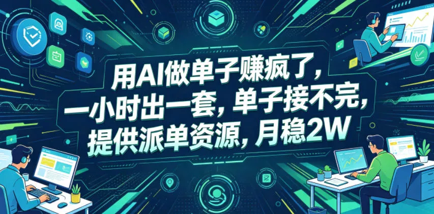 用AI做单子賺疯了，一小时出一套，单子接不完，提供派单资源，月稳2W【揭秘】 一点学习助手-零基础自学教程-副业项目-兴趣学习项目资源网