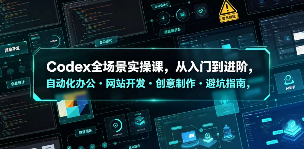 Codex全场景实操课，从入门到进阶，自动化办公・网站开发・创意制作・避坑指南，全流程教学 一点学习助手-零基础自学教程-副业项目-兴趣学习-网盘拉新平台-英语启蒙项目资源网