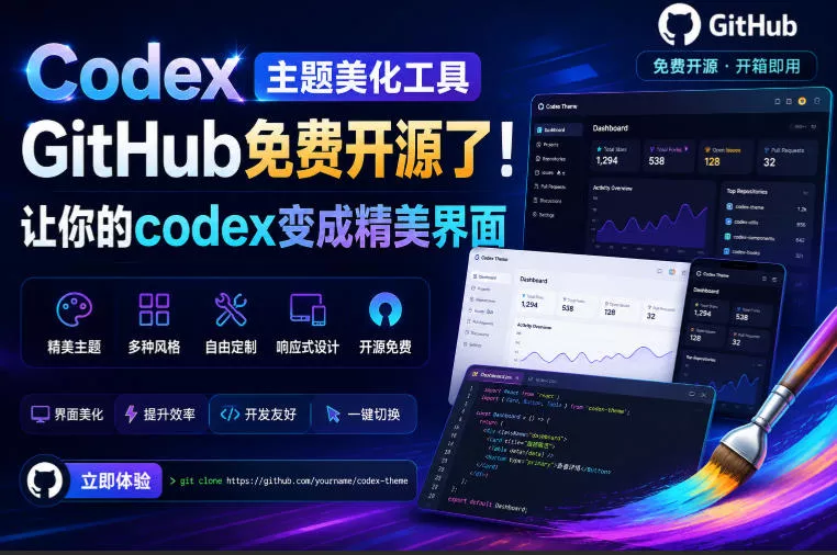 Codex主题美化工具，GitHub免费开源了！让你的codex变成精美界面 一点学习助手-零基础自学教程-副业项目-兴趣学习-网盘拉新平台-英语启蒙项目资源网