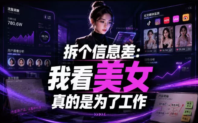 【理直气壮】我给看美女找了一个非常恰当的理由，信息差项目 一点学习助手-零基础自学教程-副业项目-兴趣学习-网盘拉新平台-英语启蒙项目资源网