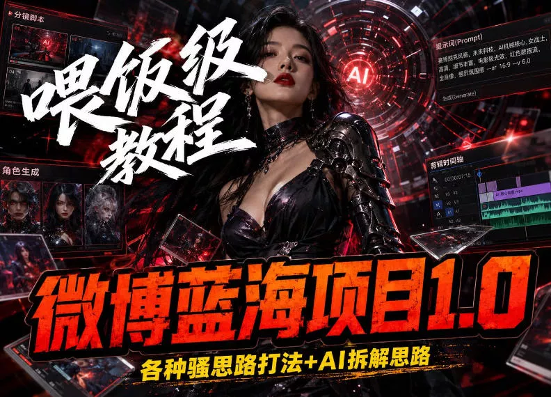 微博蓝海项目，各种Sao思路打法+AI引流思路，喂饭级教程 一点学习助手-零基础自学教程-副业项目-兴趣学习-网盘拉新平台-英语启蒙项目资源网