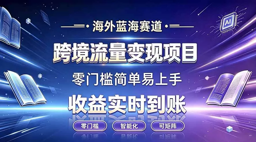 海外蓝海赛道 跨境流量变现项目 收益实时到账 零门槛简单易上手 一点学习助手-零基础自学教程-副业项目-兴趣学习-网盘拉新平台-英语启蒙项目资源网