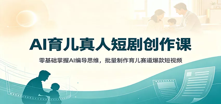 AI育儿真人短剧创作课：零基础掌握AI编导思维，批量制作育儿赛道爆款短视频 一点学习助手-零基础自学教程-副业项目-兴趣学习-网盘拉新平台-英语启蒙项目资源网
