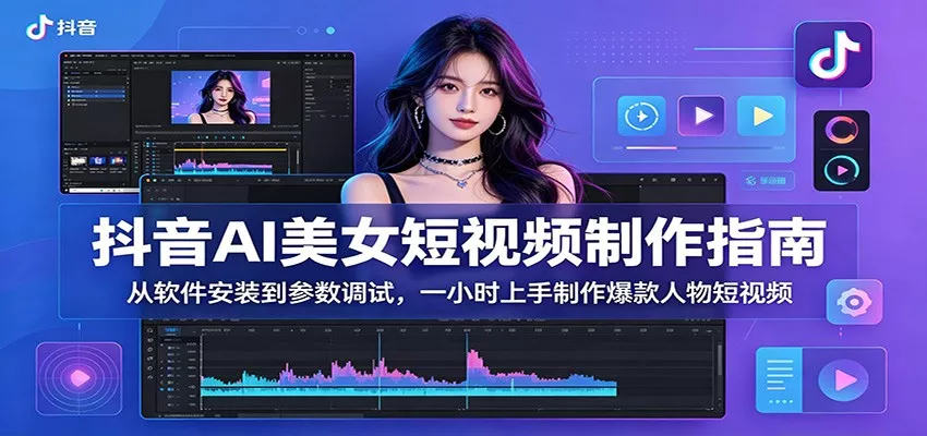抖音AI美女短视频制作指南：从软件安装到参数调试，一小时上手制作爆款人物短视频 一点学习助手-零基础自学教程-副业项目-兴趣学习项目资源网