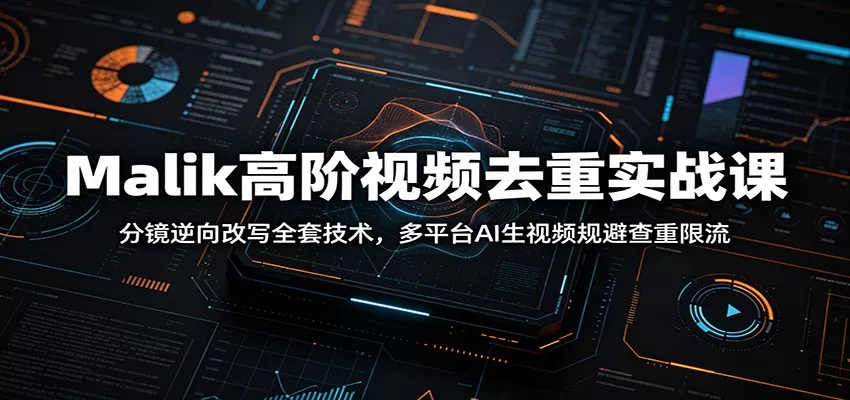 Malik高阶视频去重实战课：分镜逆向改写全套技术，多平台AI生视频规避查重限流 一点学习助手-零基础自学教程-副业项目-兴趣学习-网盘拉新平台-英语启蒙项目资源网