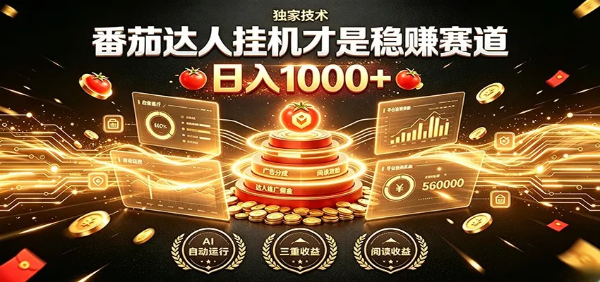 别再瞎找副业！番茄达人挂机才是稳赚赛道 日入1000+ 一点学习助手-零基础自学教程-副业项目-兴趣学习-网盘拉新平台-英语启蒙项目资源网