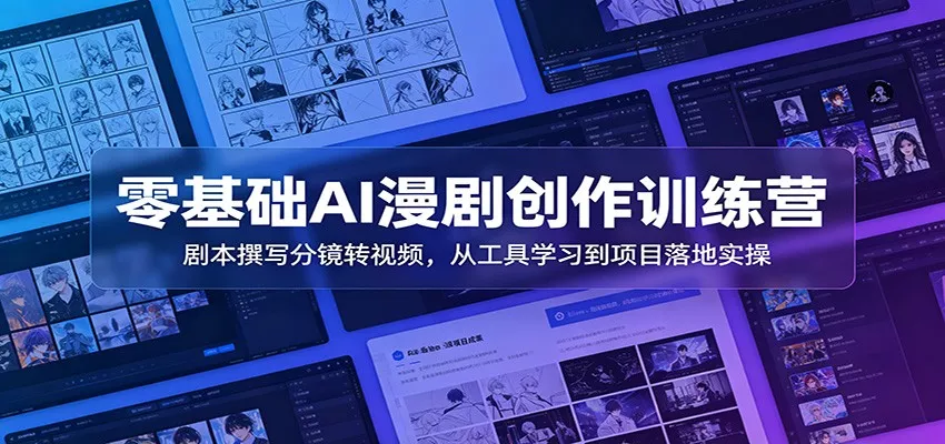 零基础AI漫剧创作训练营：剧本撰写分镜转视频，从工具学习到项目落地实操 一点学习助手-零基础自学教程-副业项目-兴趣学习-网盘拉新平台-英语启蒙项目资源网