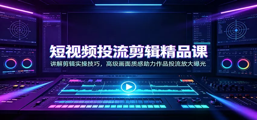 短视频投流剪辑精品课：讲解剪辑实操技巧，高级画面质感助力作品投流放大曝光 一点学习助手-零基础自学教程-副业项目-兴趣学习-网盘拉新平台-英语启蒙项目资源网