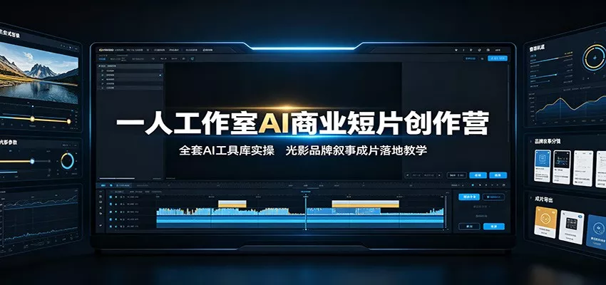 一人工作室AI商业短片创作营：全套AI工具库实操，光影品牌叙事成片落地教学 一点学习助手-零基础自学教程-副业项目-兴趣学习-网盘拉新平台-英语启蒙项目资源网