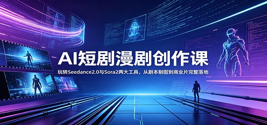 AI短剧漫剧创作课：玩转Seedance2.0与 Sora2两大工具，从剧本制图到商业片完整落地 一点学习助手-零基础自学教程-副业项目-兴趣学习项目资源网