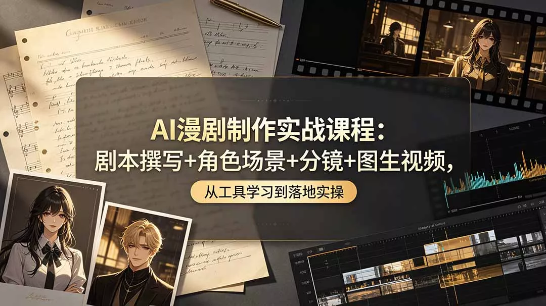 AI漫剧制作实战课程：剧本撰写+角色场景+分镜+图生视频，从工具学习到落地实操 一点学习助手-零基础自学教程-副业项目-兴趣学习-网盘拉新平台-英语启蒙项目资源网