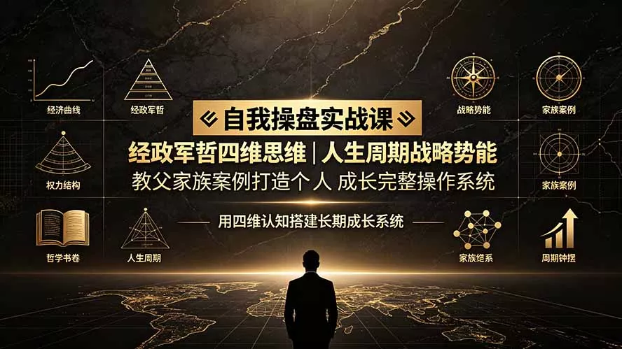 自我操盘实战课：经政军哲四维思维｜人生周期战略势能｜教父家族案例打造个人成长完整操作系统 一点学习助手-零基础自学教程-副业项目-兴趣学习-网盘拉新平台-英语启蒙项目资源网