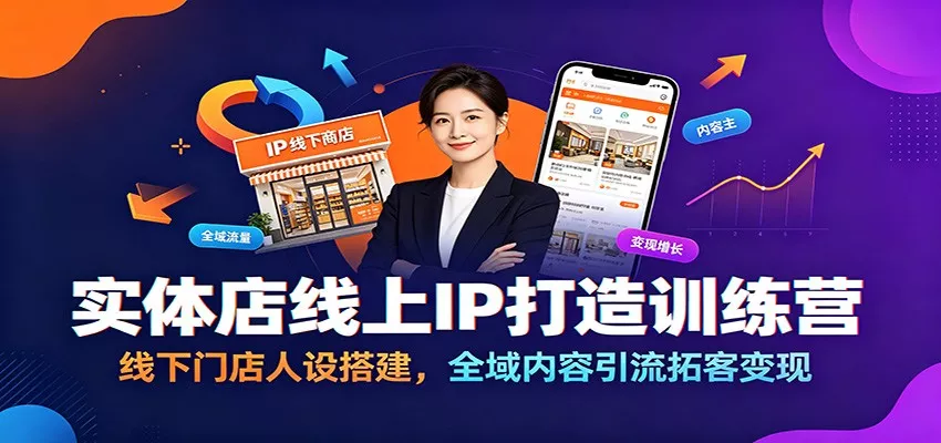 实体店线上IP打造训练营：线下门店人设搭建，全域内容引流拓客变现 一点学习助手-零基础自学教程-副业项目-兴趣学习-网盘拉新平台-英语启蒙项目资源网