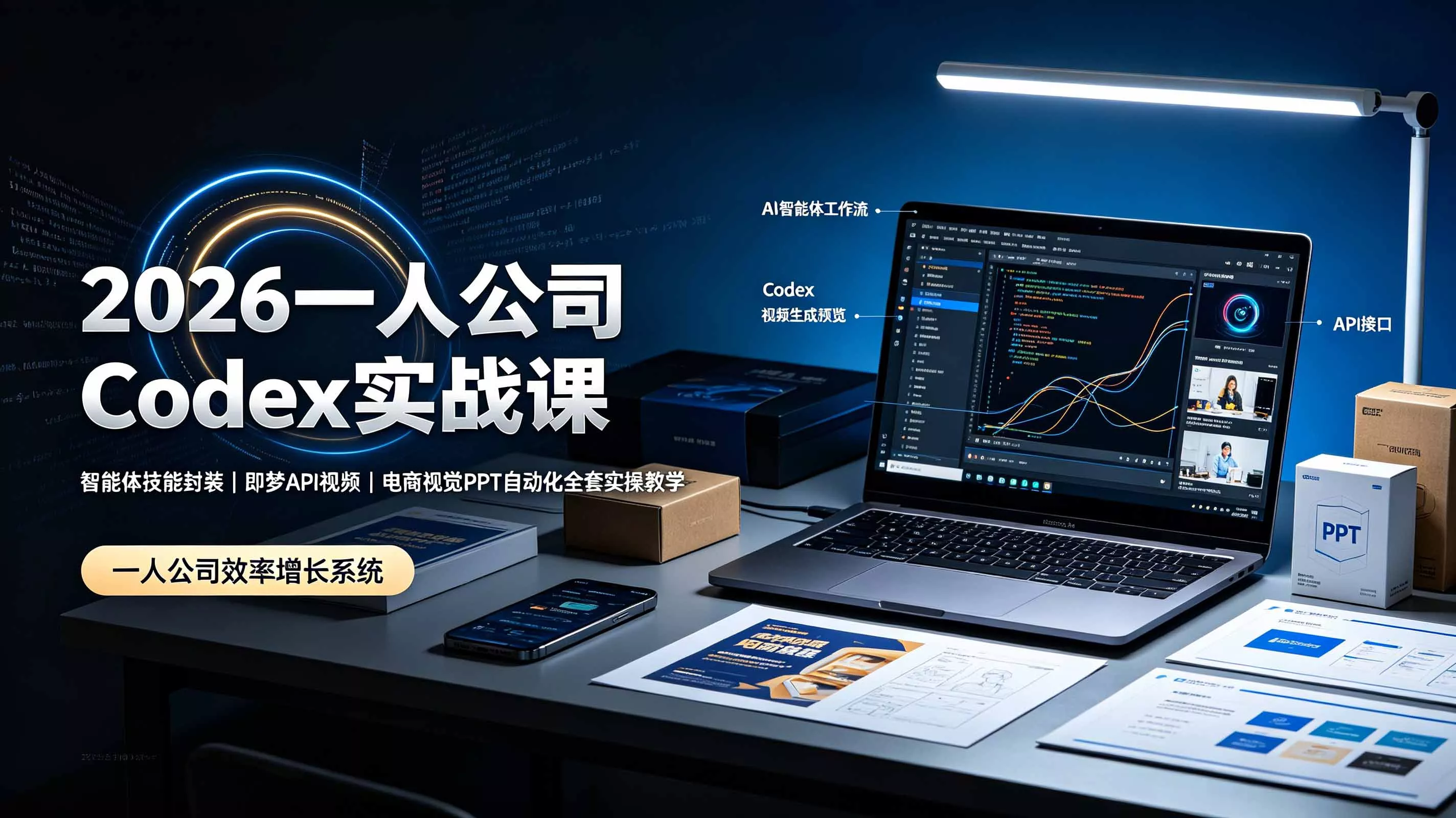 2026一人公司Codex实战课◆智能体技能封装｜即梦API视频｜电商视觉PPT自动化全套实操教学 一点学习助手-零基础自学教程-副业项目-兴趣学习-网盘拉新平台-英语启蒙项目资源网