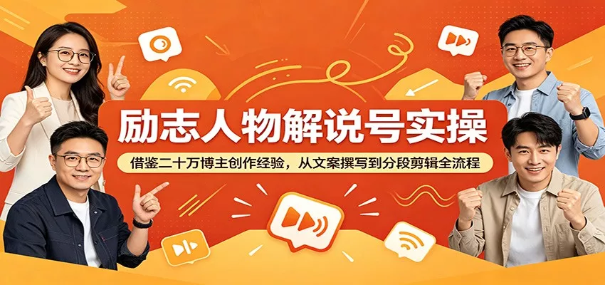 励志人物解说号实操：借鉴二十万博主创作经验，从文案撰写到分段剪辑全流程 一点学习助手-零基础自学教程-副业项目-兴趣学习项目资源网