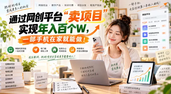 网创平台“卖项目”实现年入百万，一部手机在家就能做！ 一点学习助手-零基础自学教程-副业项目-兴趣学习-网盘拉新平台-英语启蒙项目资源网
