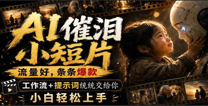 AI催泪小短片，流量好，条条爆款，工作流+提示词统统交给你，小白轻松上手 一点学习助手-零基础自学教程-副业项目-兴趣学习-网盘拉新平台-英语启蒙项目资源网