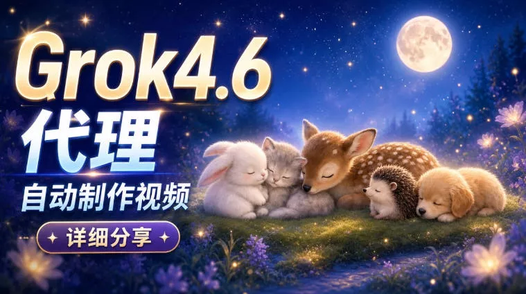 Grok 4.6代理自动制作视频！从提示词到成片全流程详细分享｜AI Agent实操分享 一点学习助手-零基础自学教程-副业项目-兴趣学习-网盘拉新平台-英语启蒙项目资源网