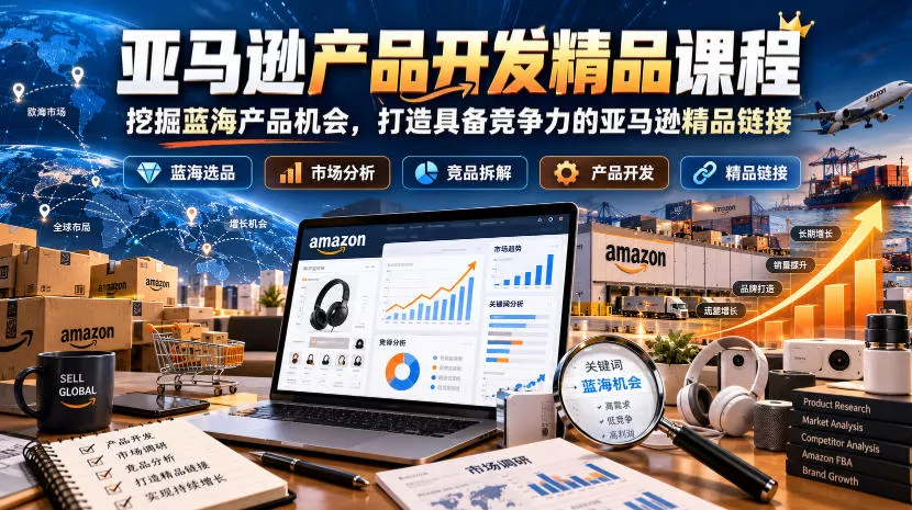 亚马逊产品开发精品课程，挖掘蓝海产品机会，打造具备竞争力的亚马逊精品链接 一点学习助手-零基础自学教程-副业项目-兴趣学习-网盘拉新平台-英语启蒙项目资源网