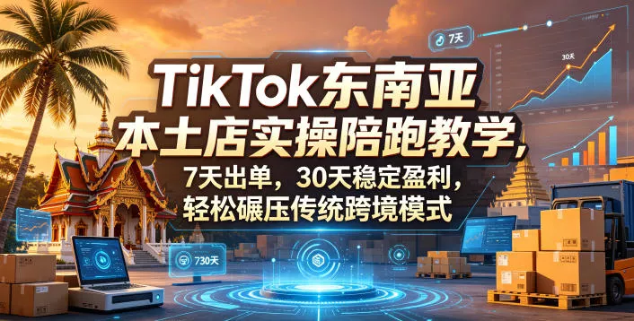 TikTok东南亚本土店实操陪跑教学，7天出单，30天稳定盈利，轻松碾压传统跨境模式(更新0819) 一点学习助手-零基础自学教程-副业项目-兴趣学习-网盘拉新平台-英语启蒙项目资源网