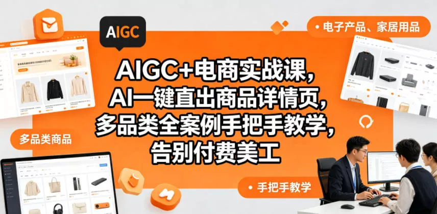 AIGC+电商实战课，AI一键直出商品详情页，多品类全案例手把手教学，告别付费美工(更新0820) 一点学习助手-零基础自学教程-副业项目-兴趣学习-网盘拉新平台-英语启蒙项目资源网