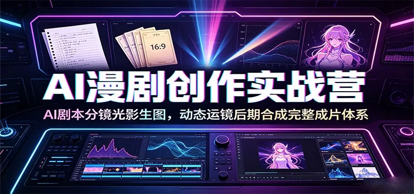 AI漫剧创作实战营：AI剧本分镜光影生图，动态运镜后期合成完整成片体系 一点学习助手-零基础自学教程-副业项目-兴趣学习-网盘拉新平台-英语启蒙项目资源网