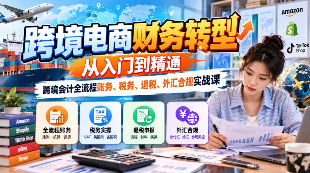 跨境电商财务转型：从入门到精通｜跨境会计全流程账务、税务、退税、外汇合规实战课 一点学习助手-零基础自学教程-副业项目-兴趣学习-网盘拉新平台-英语启蒙项目资源网