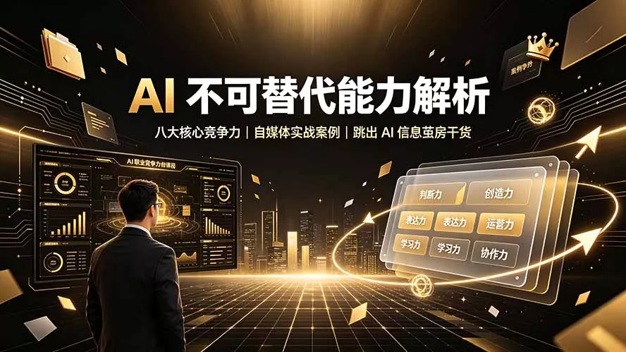 付费文章：AI 不可替代能力解析▸八大核心竞争力｜自媒体实战案例｜跳出 AI 信息茧房干货 一点学习助手-零基础自学教程-副业项目-兴趣学习-网盘拉新平台-英语启蒙项目资源网