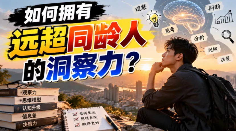 付费文章：如何拥有远超同龄人的洞察力？ 一点学习助手-零基础自学教程-副业项目-兴趣学习-网盘拉新平台-英语启蒙项目资源网
