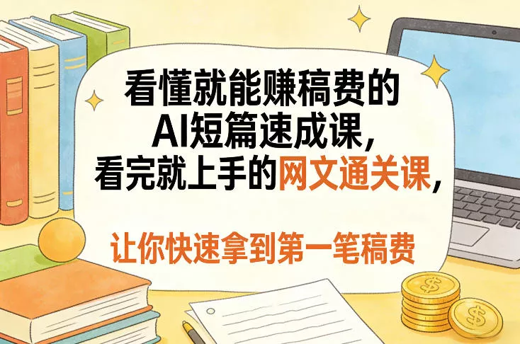 看懂就能賺稿费的AI短篇速成课，看完就上手的网文通关课，让你快速拿到第一笔稿费(更新8月) 一点学习助手-零基础自学教程-副业项目-兴趣学习-网盘拉新平台-英语启蒙项目资源网