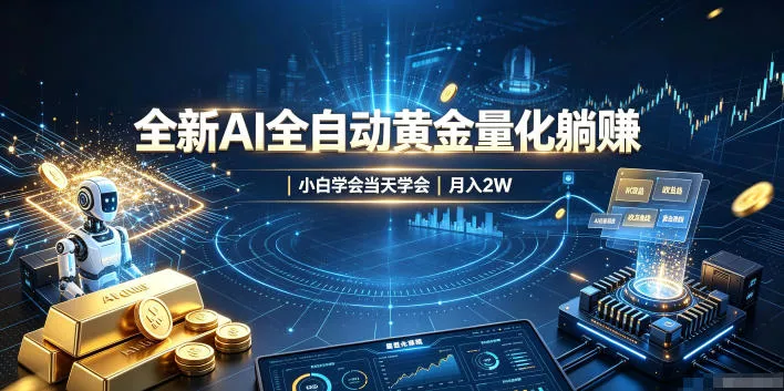 全新AI全自动黄金量化躺賺：小白学会当天学会，月入2W！【揭秘】 一点学习助手-零基础自学教程-副业项目-兴趣学习-网盘拉新平台-英语启蒙项目资源网