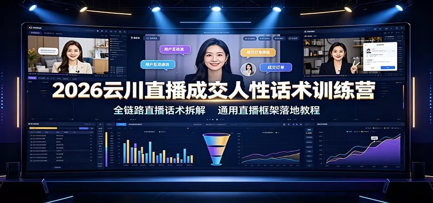 2026云川直播成交人性话术训练营：全链路直播话术拆解，通用直播框架落地教程 一点学习助手-零基础自学教程-副业项目-兴趣学习-网盘拉新平台-英语启蒙项目资源网